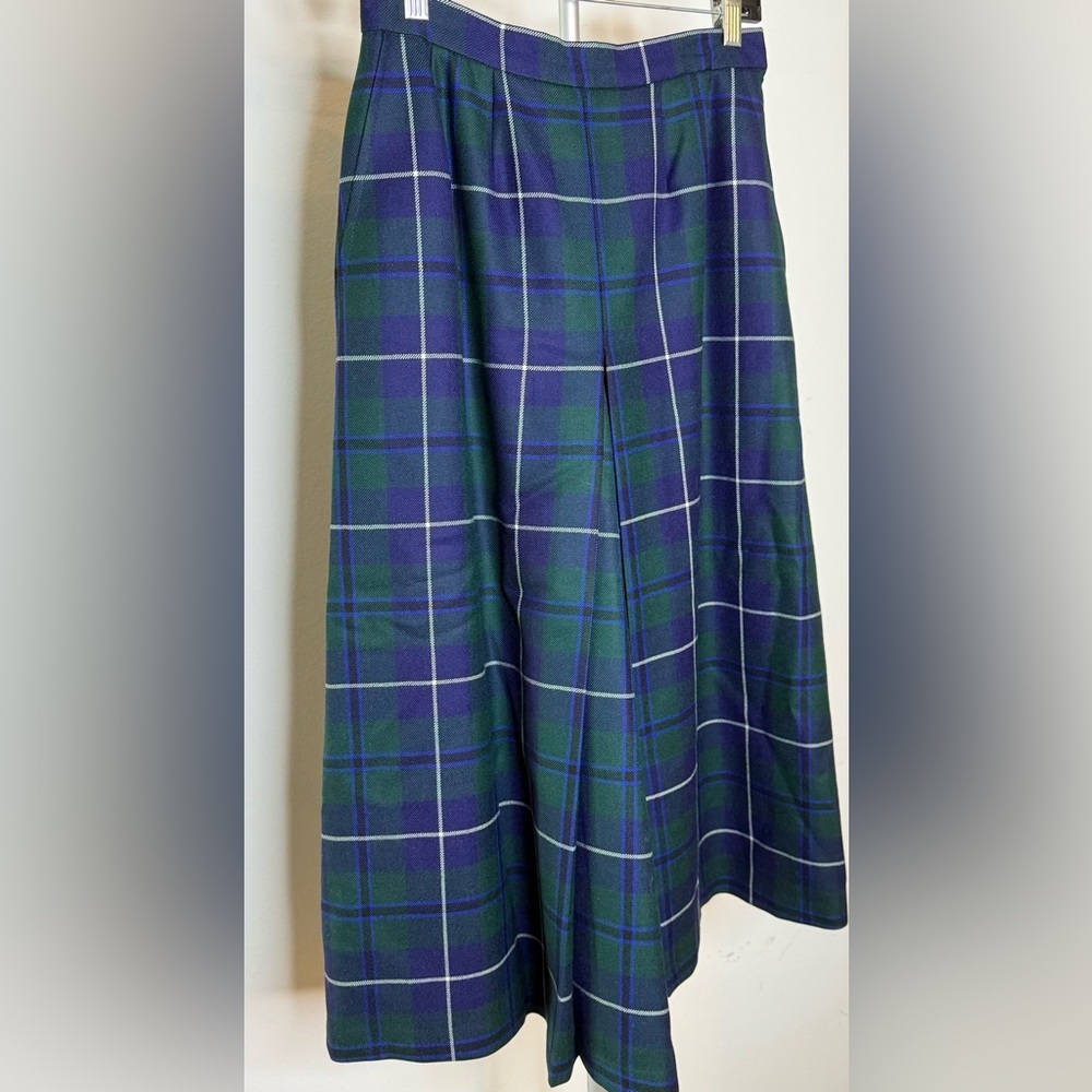 D. Byford tartan plaid Scottish wool culottes skirt pants side zip size 28 waist - Picture 2 of 10